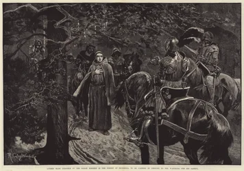 Luther wird von den sächsischen Rittern im Thüringer Wald gefangen genommen, um zu seiner Sicherheit verkleidet zur Wartburg gebracht zu werden